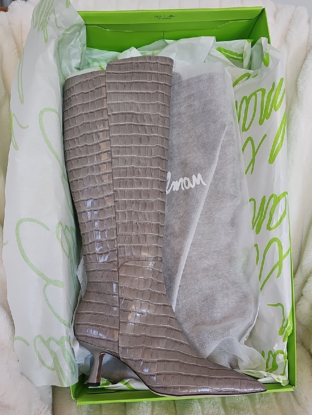 RARE - out of stock! No more price drops
Sam Edelman Croc-Embossed Boots - Gray